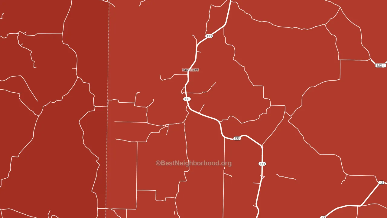 Van Cleve, MO block-group political-lean map