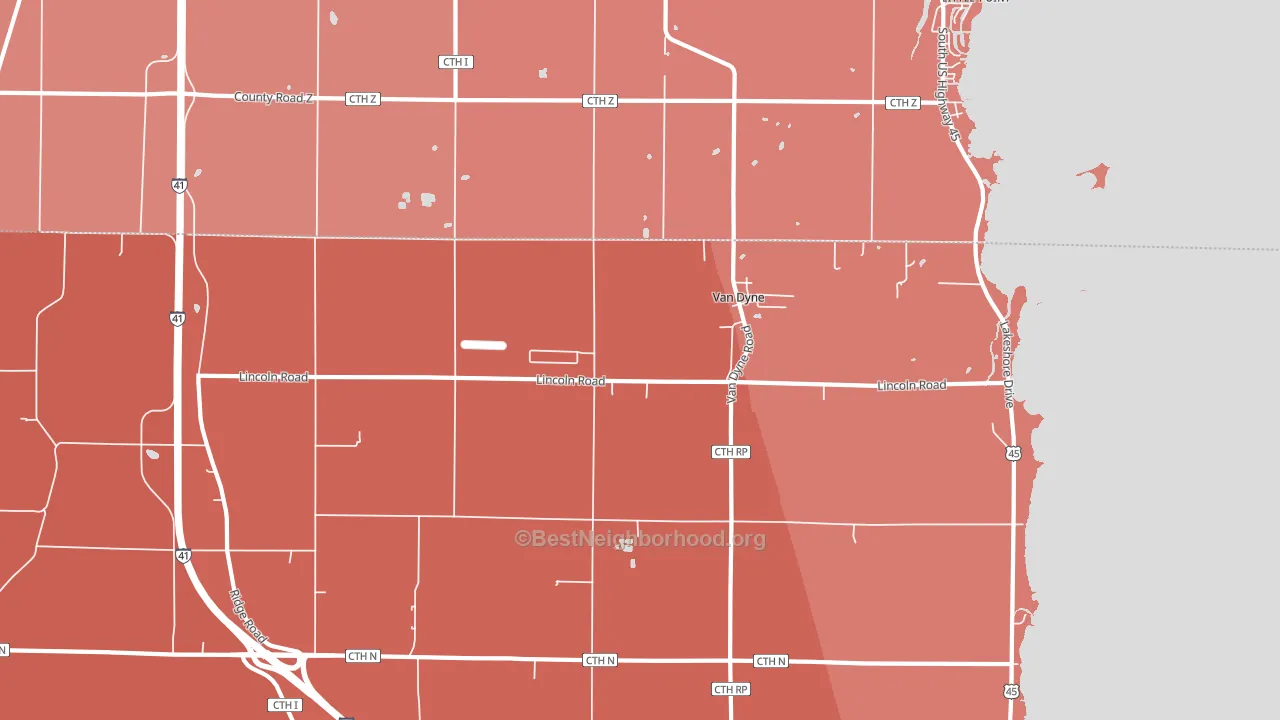 Van Dyne, WI block-group political-lean map