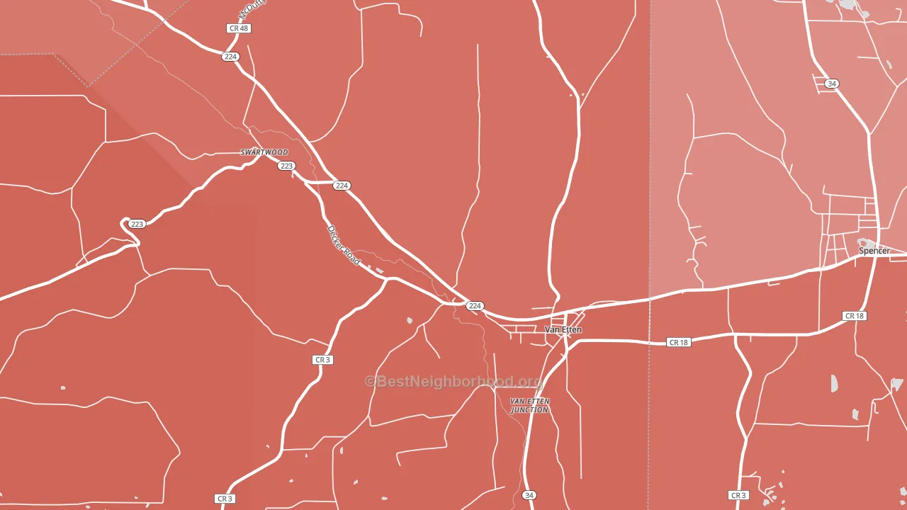 Van Etten, NY block-group political-lean map
