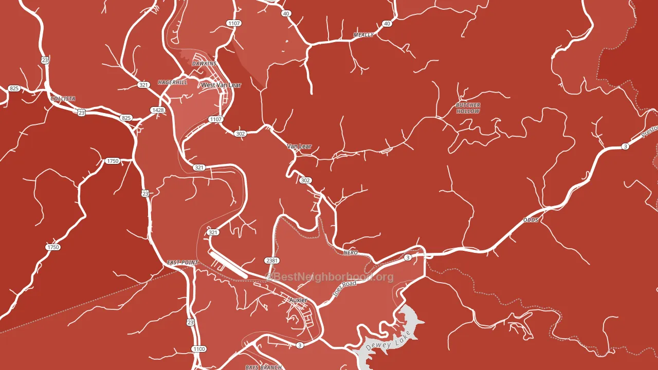 Van Lear, KY block-group political-lean map
