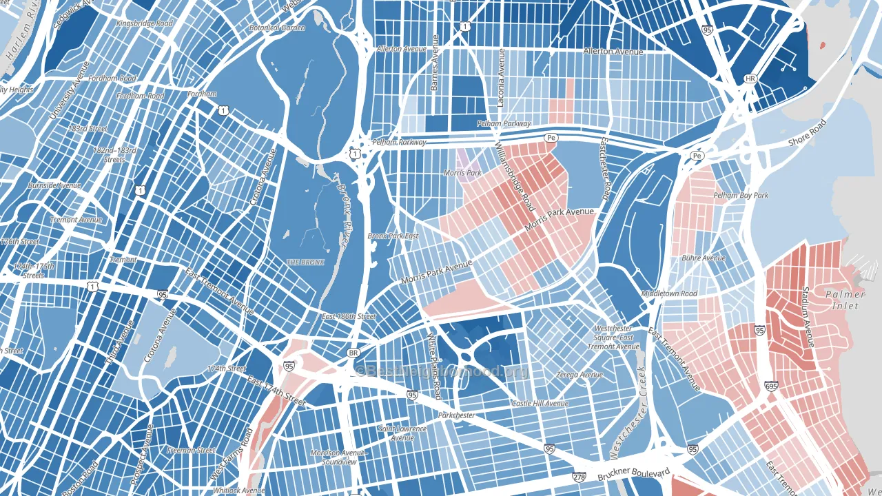 Van Nest, Bronx, NY block-group political-lean map
