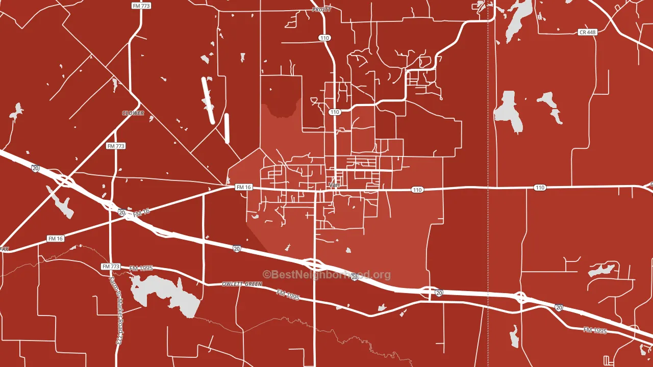 Van, TX block-group political-lean map