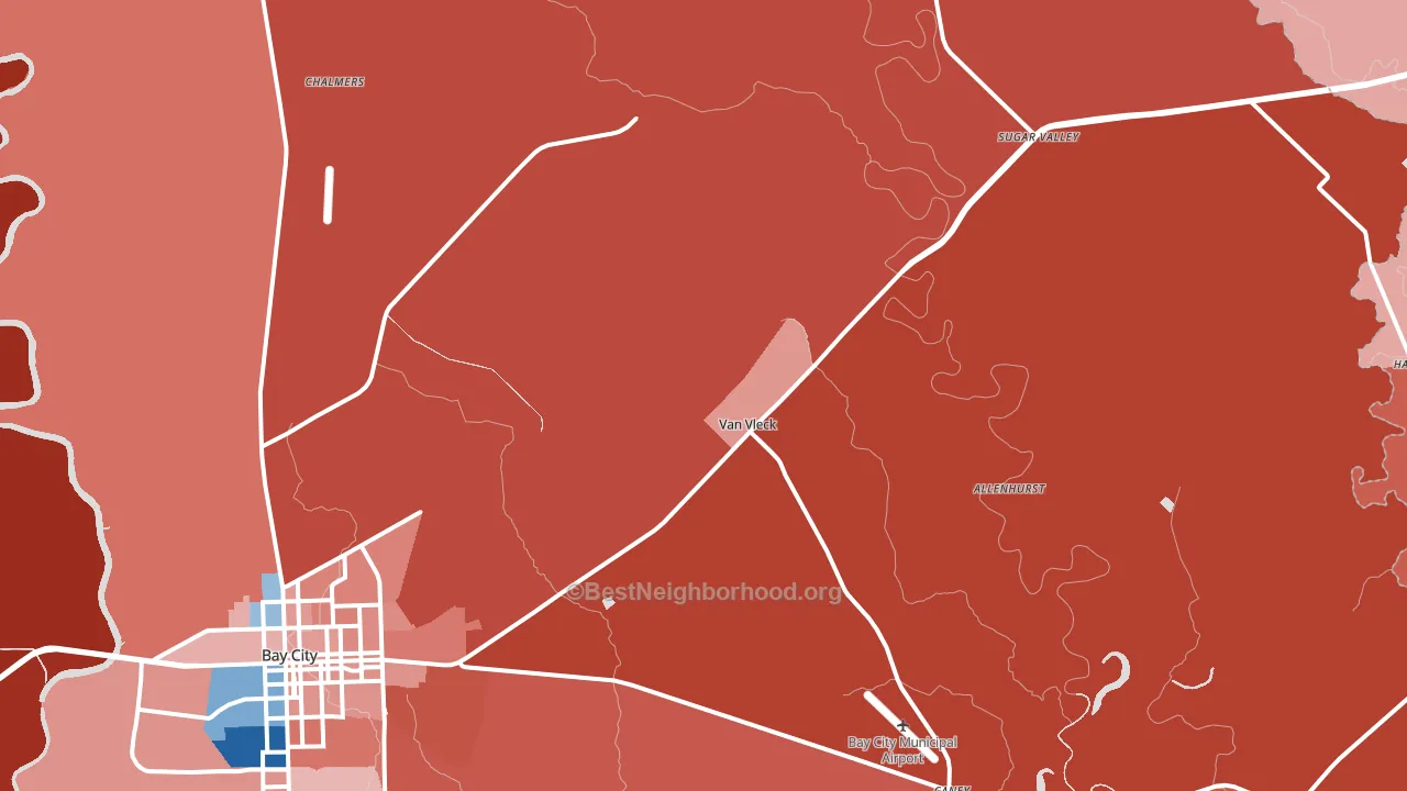 Van Vleck, TX block-group political-lean map