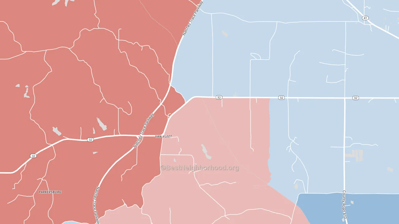 Van Vleet, MS block-group political-lean map