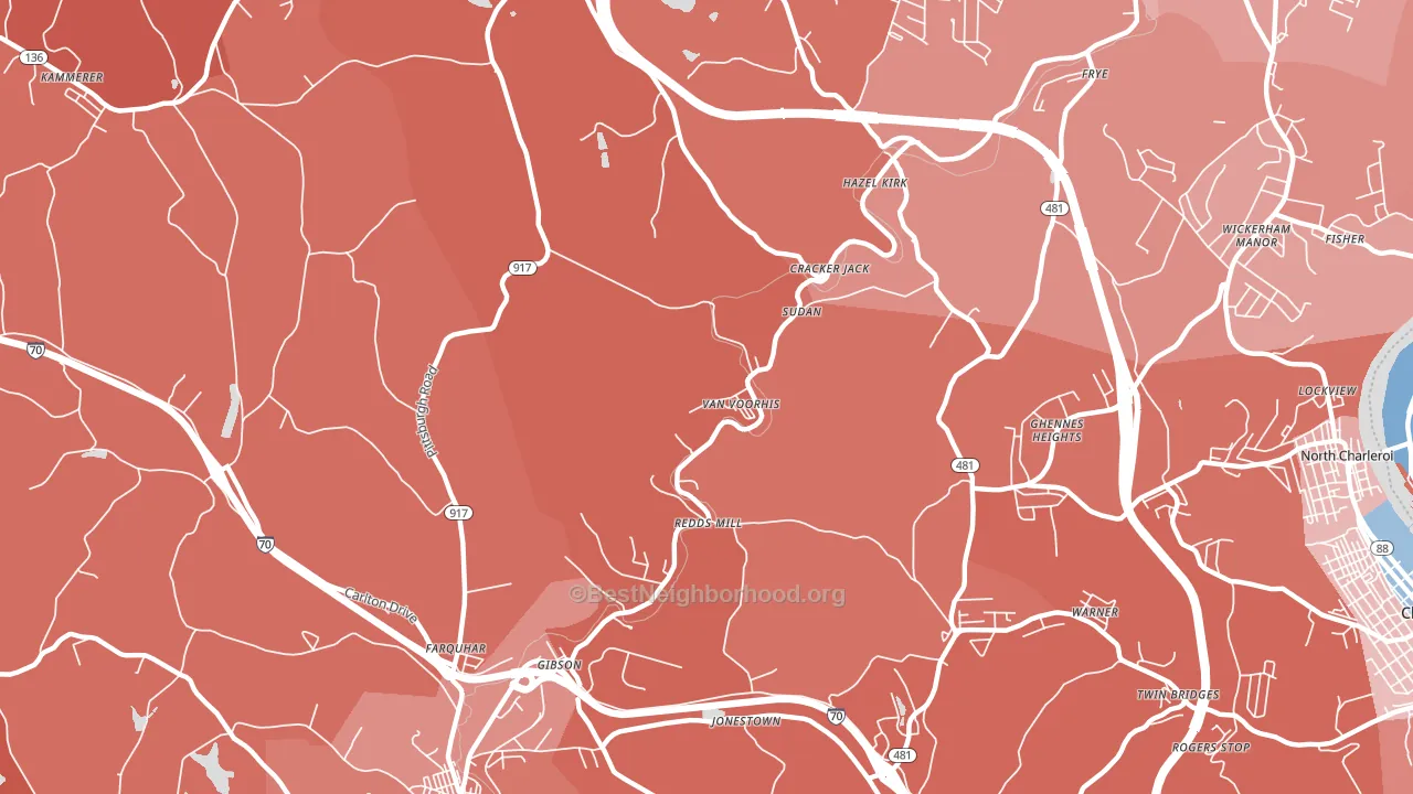 Van Voorhis, PA block-group political-lean map
