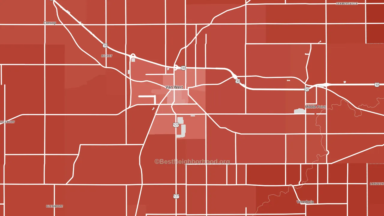 Van Wert County, OH block-group political-lean map
