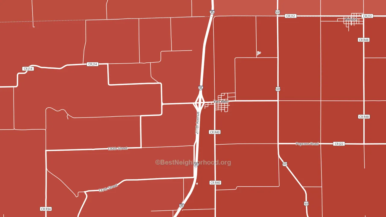 Van Wert, IA block-group political-lean map