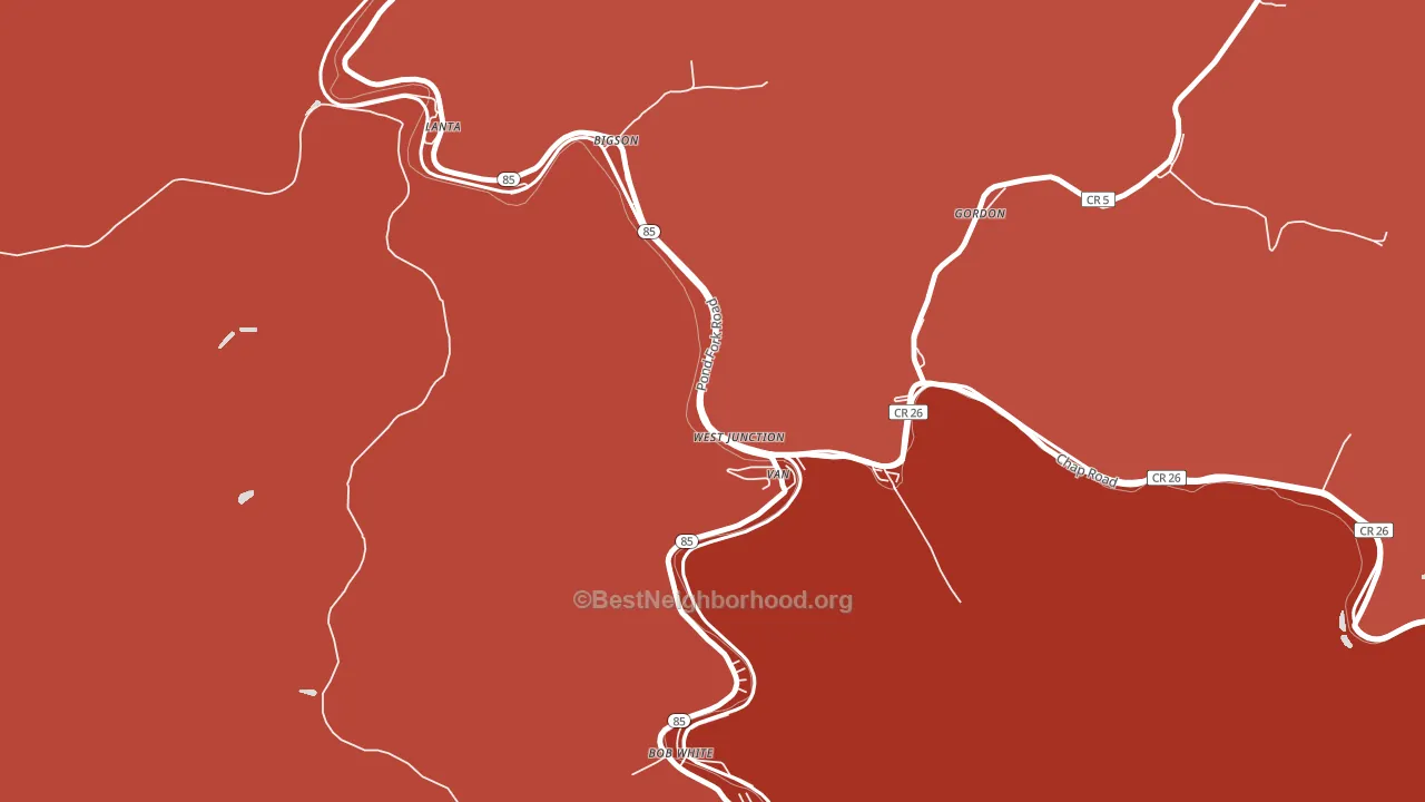 Van, WV block-group political-lean map