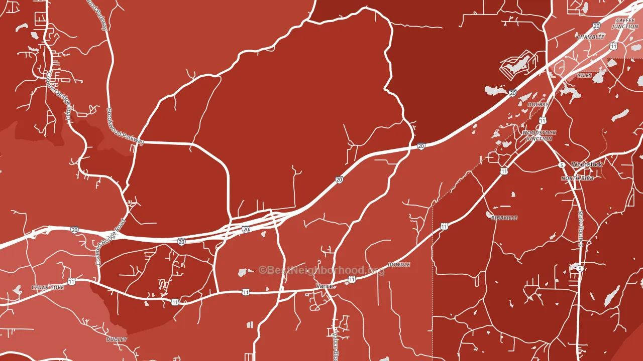 Vance, AL block-group political-lean map