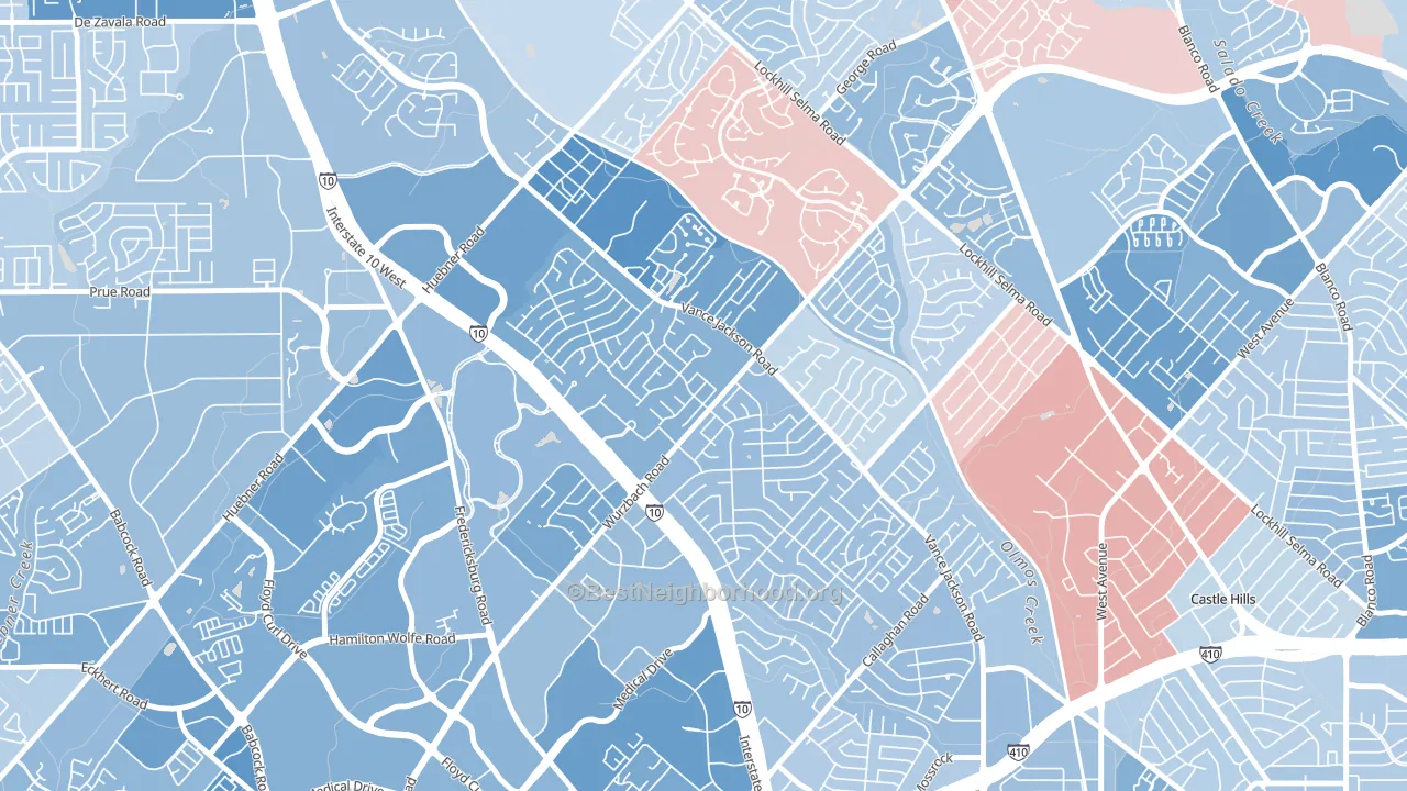 Vance Jackson, San Antonio, TX block-group political-lean map