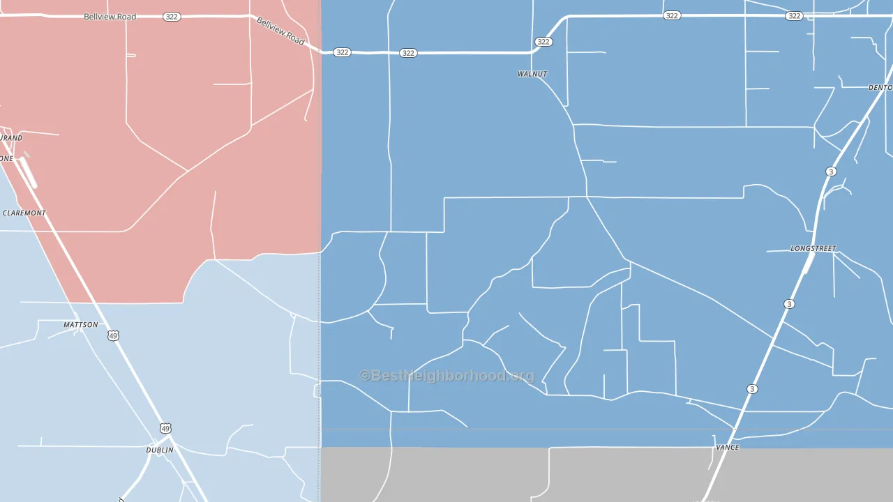 Vance, MS block-group political-lean map