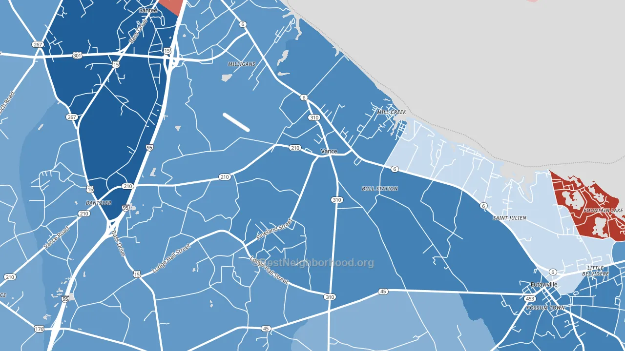 Vance, SC block-group political-lean map