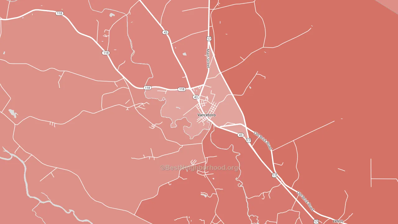 Vanceboro, NC block-group political-lean map