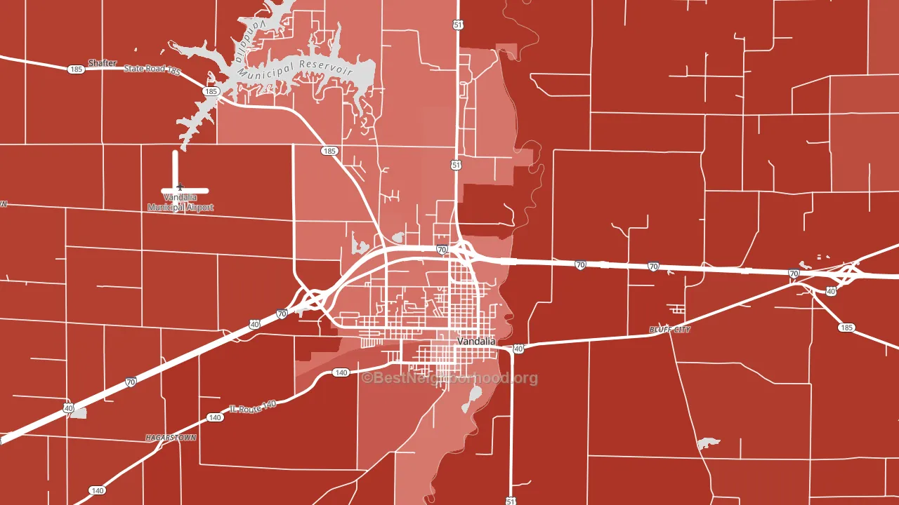 Vandalia, IL block-group political-lean map