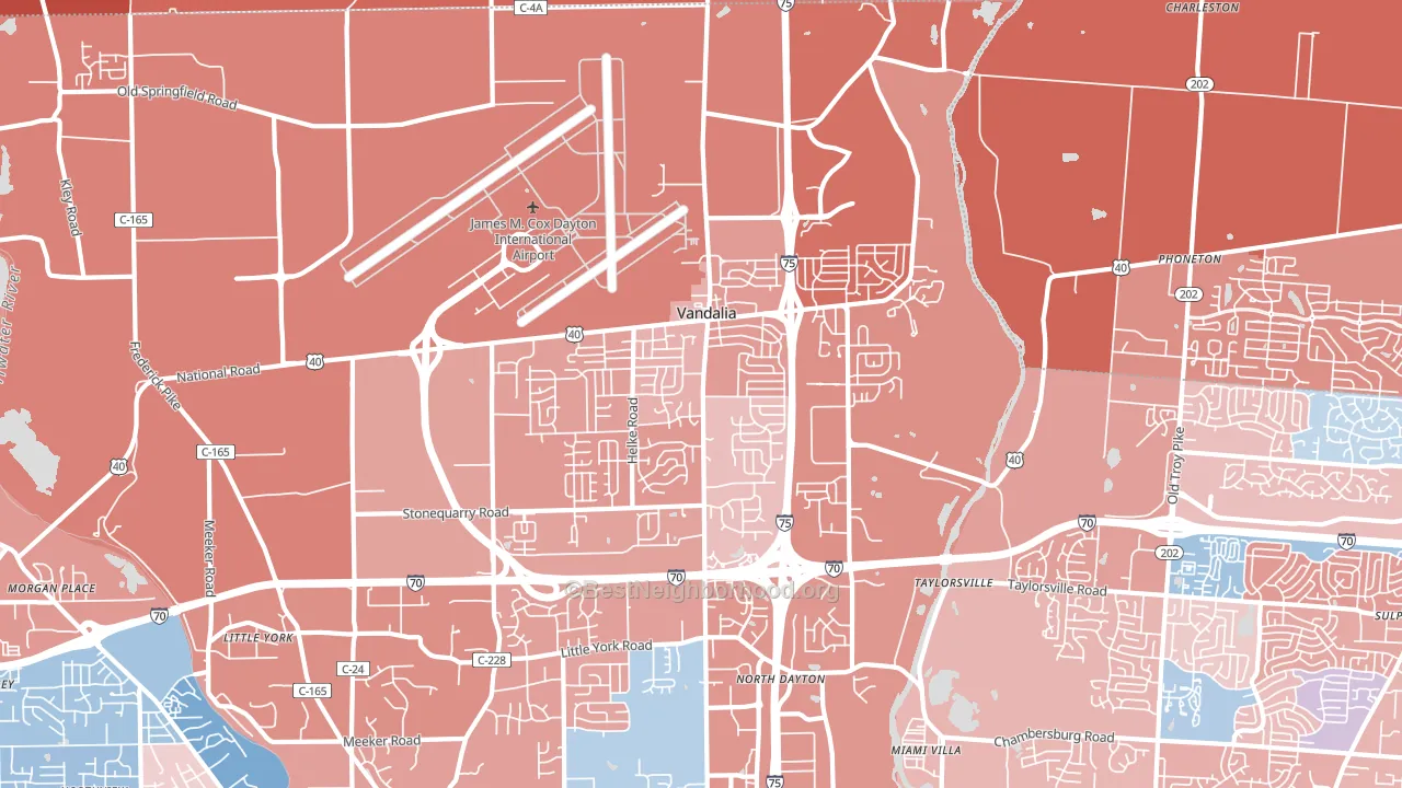 Vandalia, OH block-group political-lean map