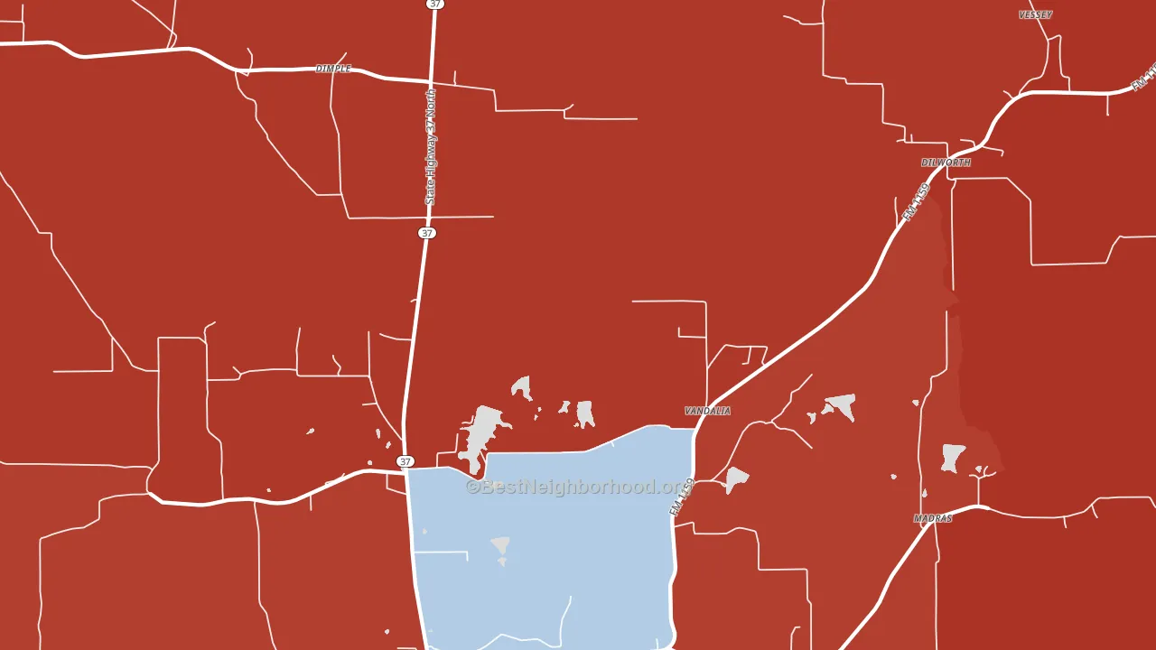 Vandalia, TX block-group political-lean map