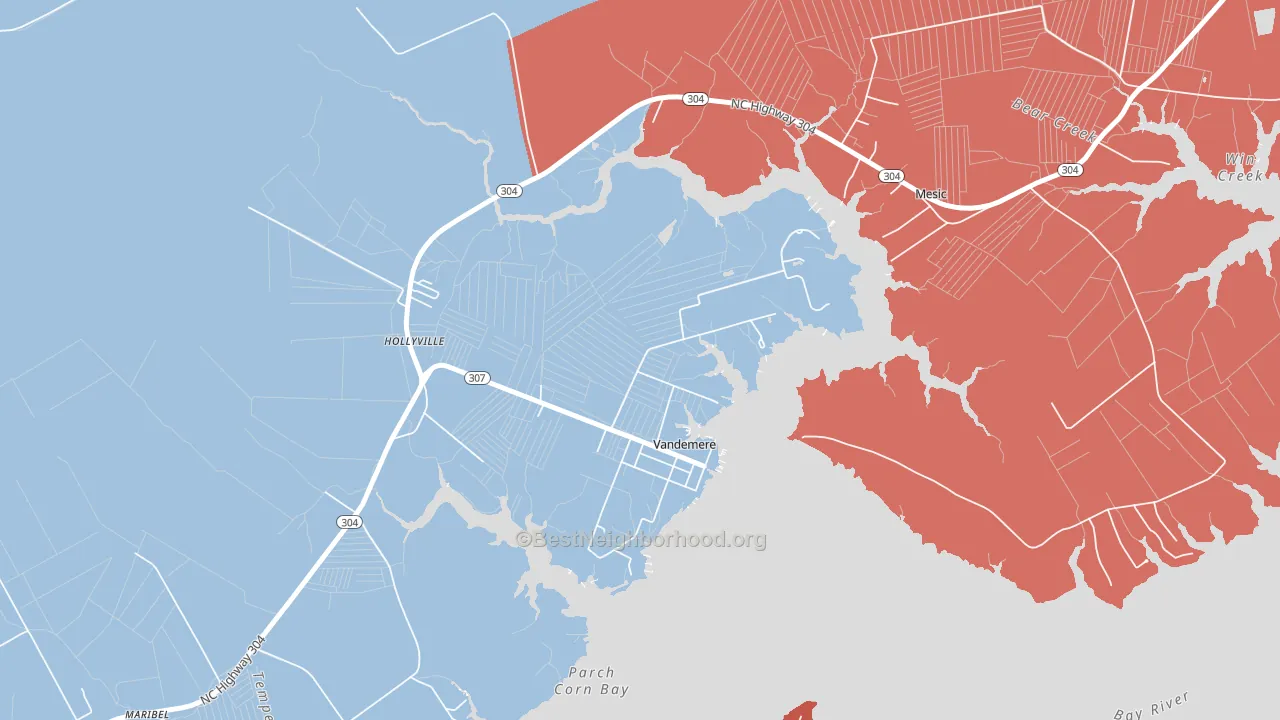 Vandemere, NC block-group political-lean map