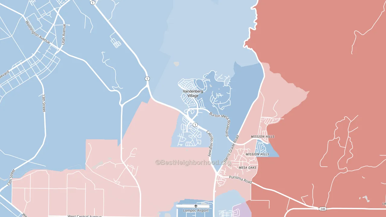 Vandenberg Village, CA block-group political-lean map