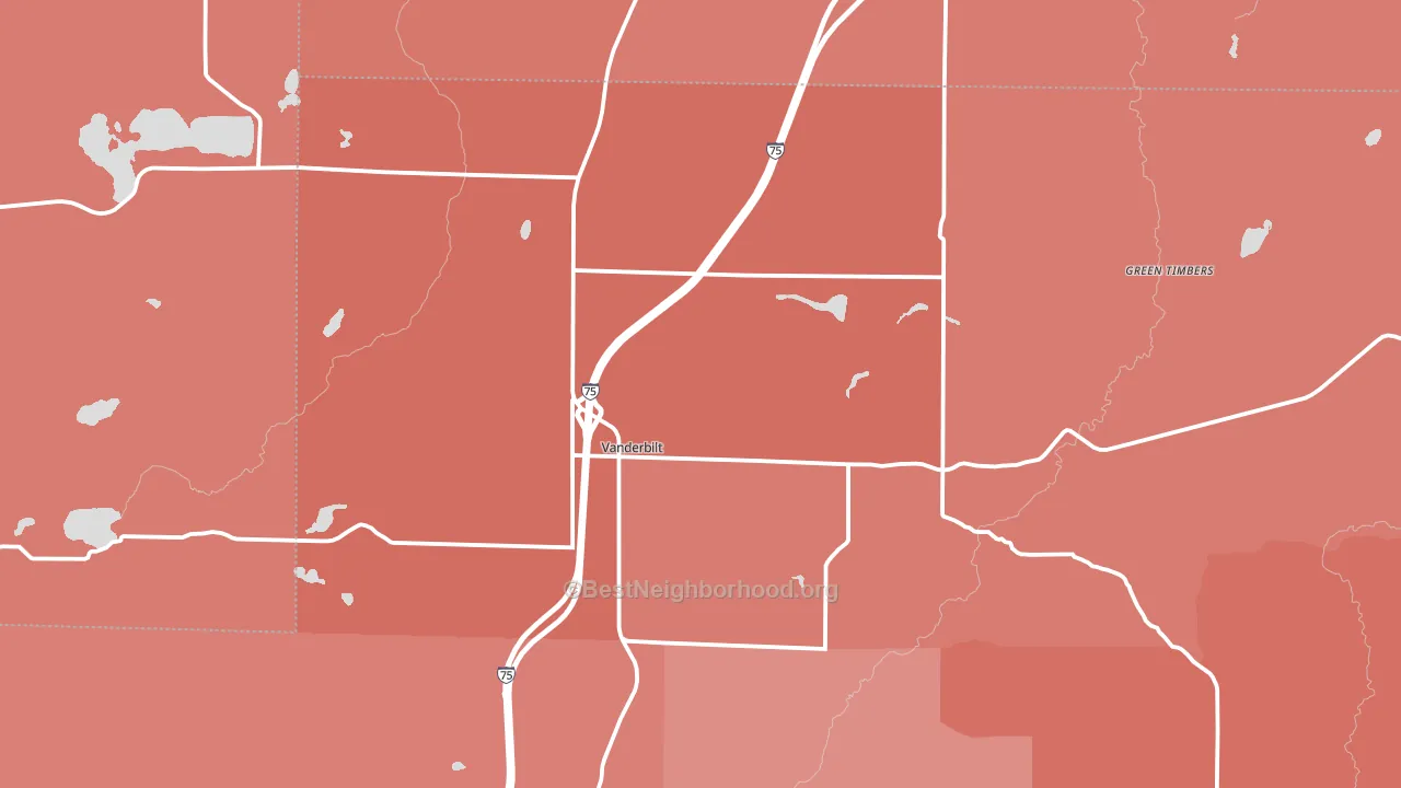 Vanderbilt, MI block-group political-lean map