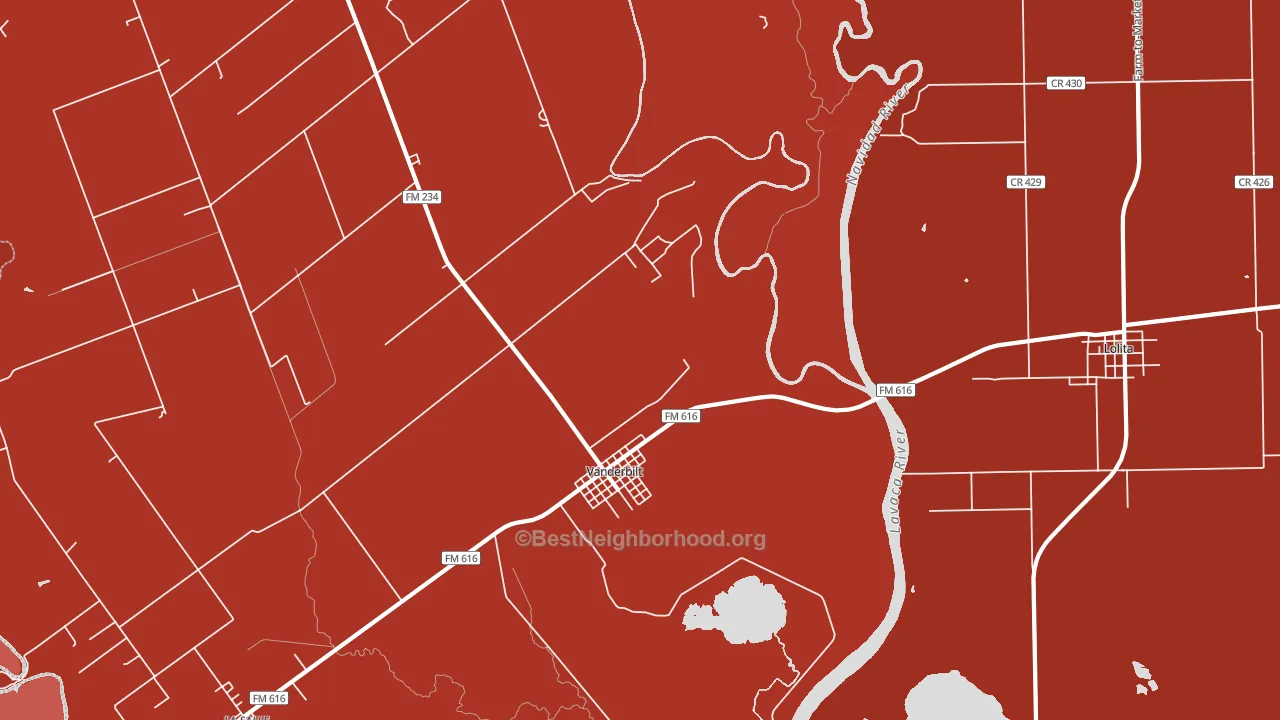 Vanderbilt, TX block-group political-lean map