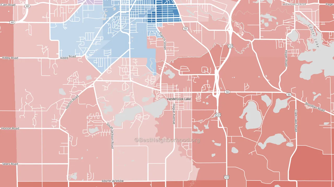 Vandercook Lake, MI block-group political-lean map
