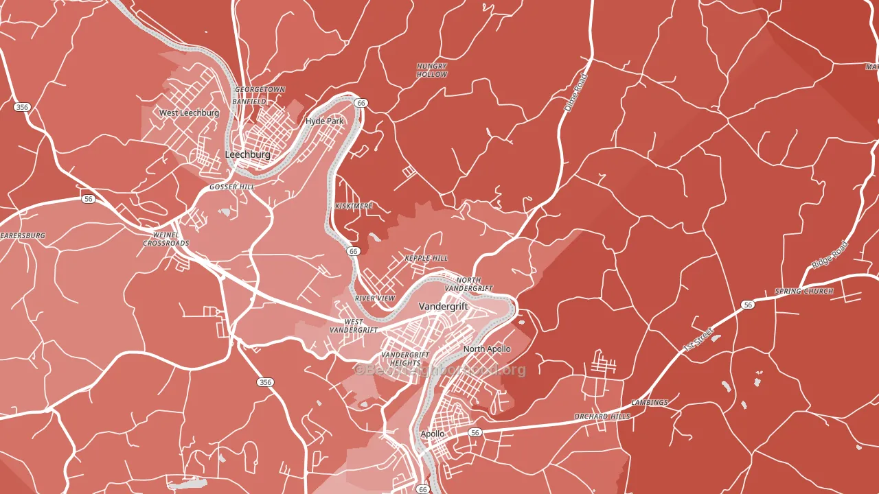 Vandergrift, PA block-group political-lean map