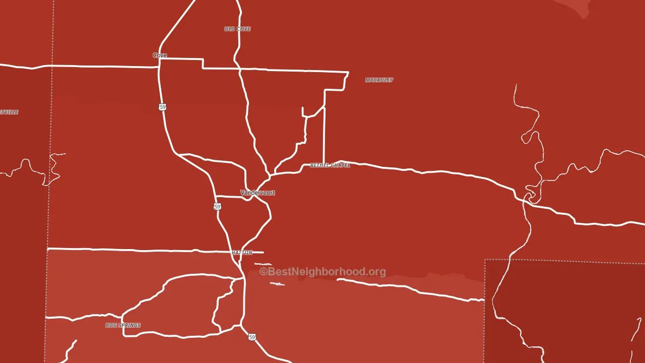Vandervoort, AR block-group political-lean map