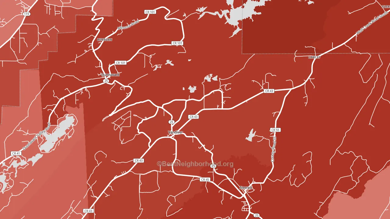 Vandiver, AL block-group political-lean map