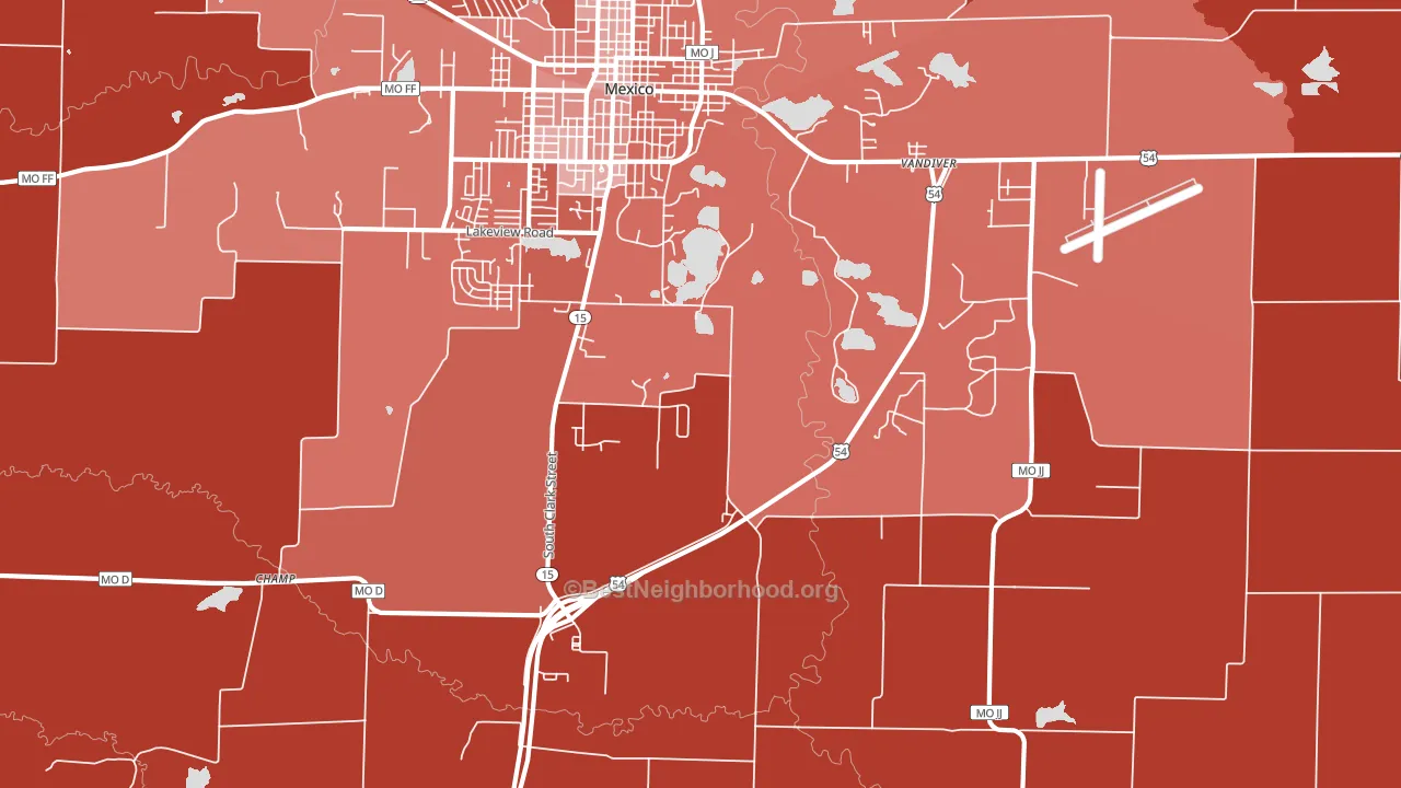 Vandiver, MO block-group political-lean map