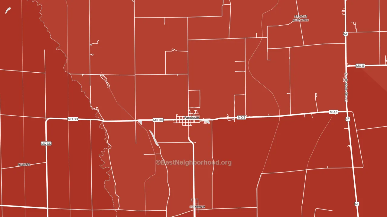 Vanduser, MO block-group political-lean map