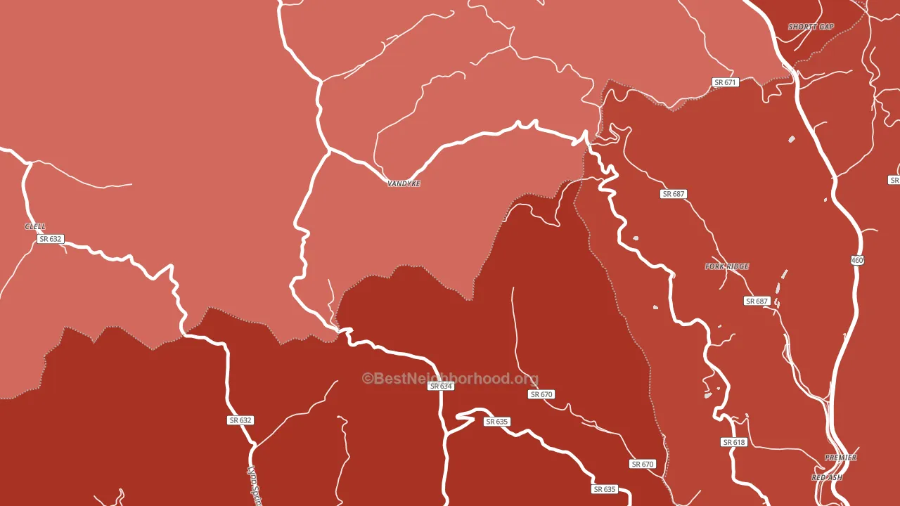 Vandyke, VA block-group political-lean map