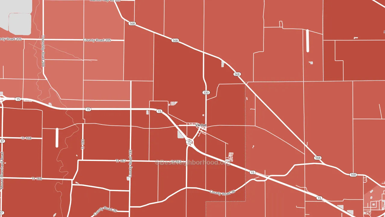 Vanlue, OH block-group political-lean map
