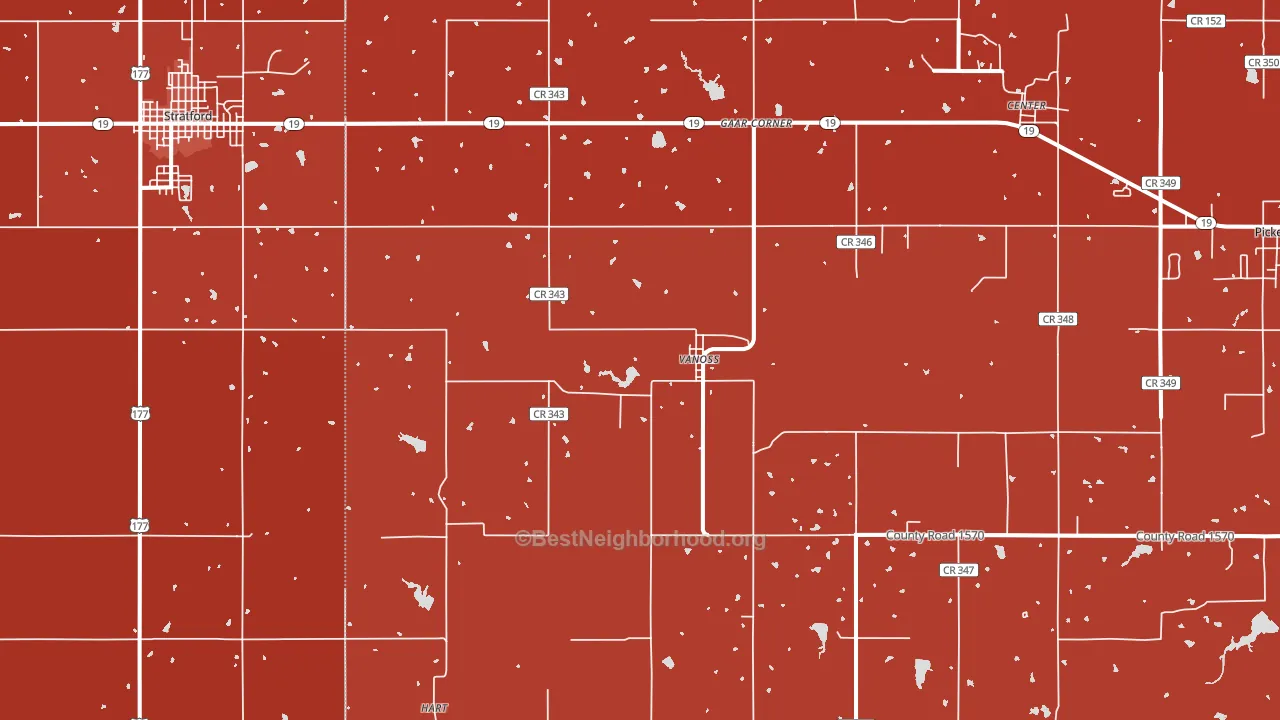 Vanoss, OK block-group political-lean map