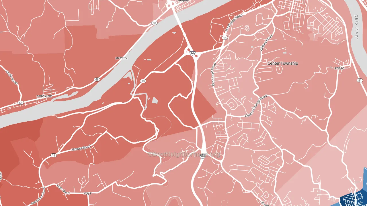 Vanport, PA block-group political-lean map