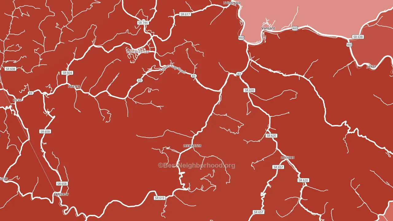 Vansant, VA block-group political-lean map