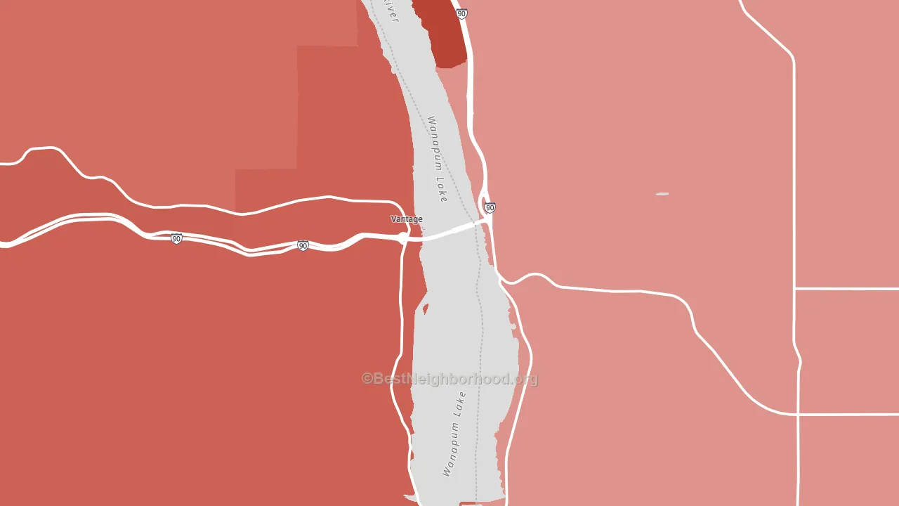Vantage, WA block-group political-lean map