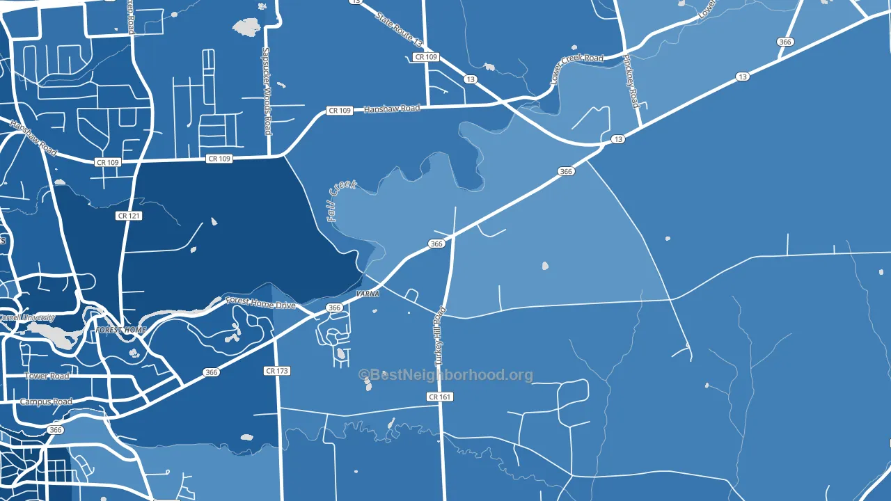 Varna, NY block-group political-lean map