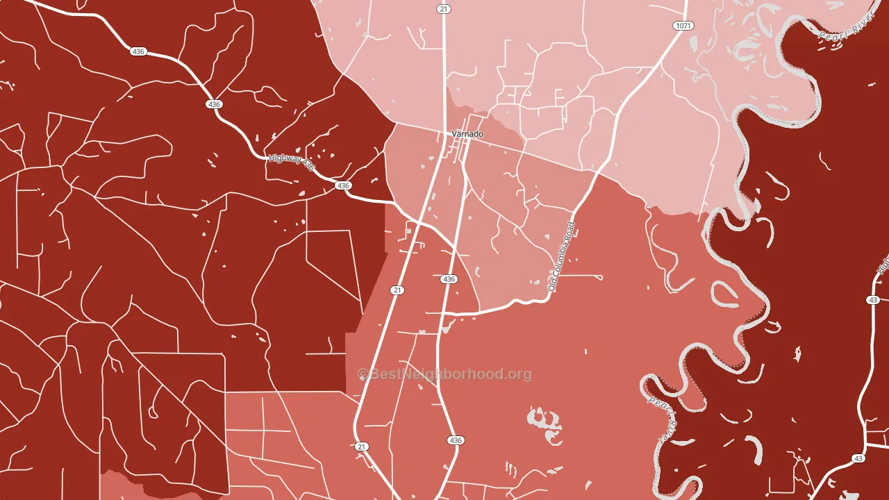Varnado, LA block-group political-lean map