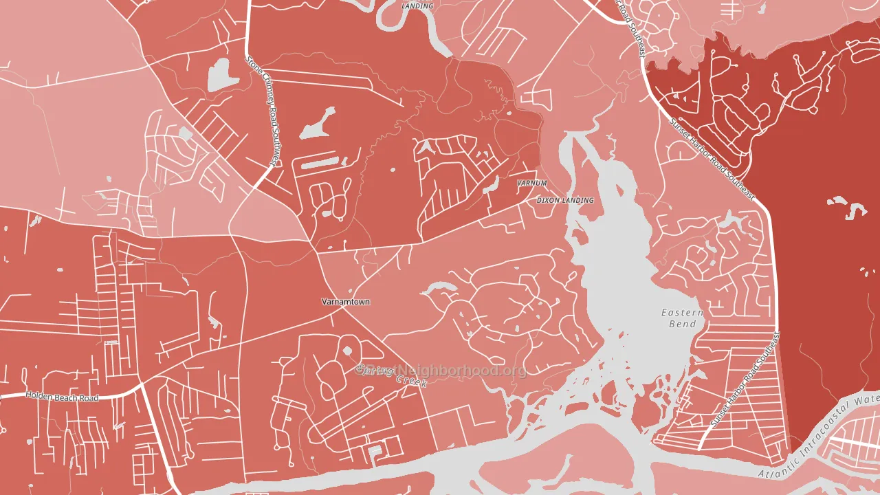 Varnamtown, NC block-group political-lean map