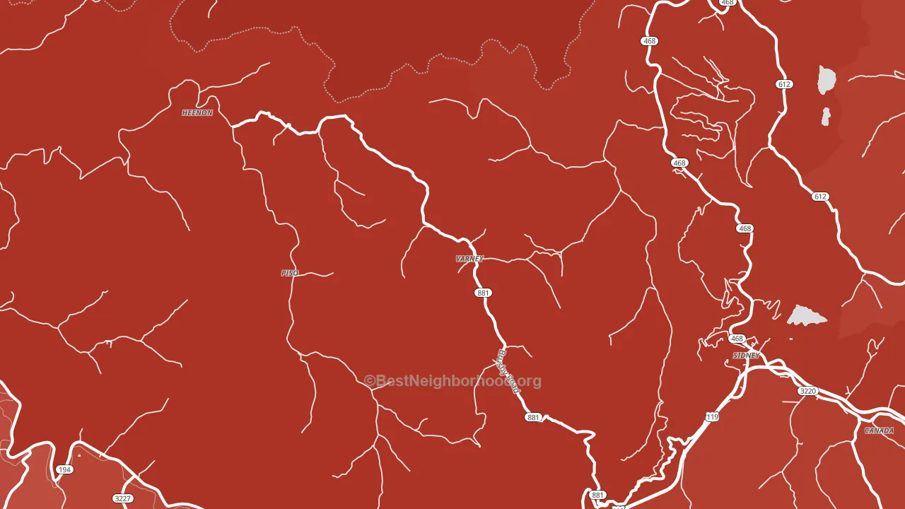 Varney, KY block-group political-lean map