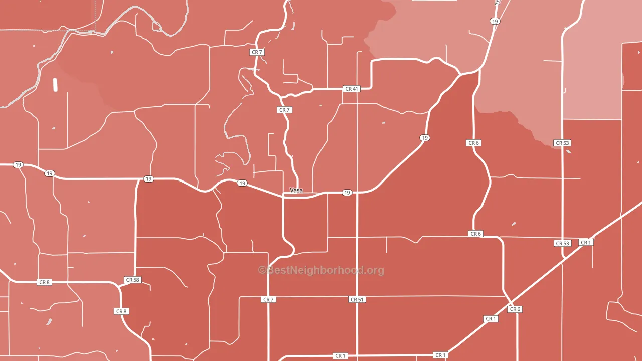 Vasa, MN block-group political-lean map