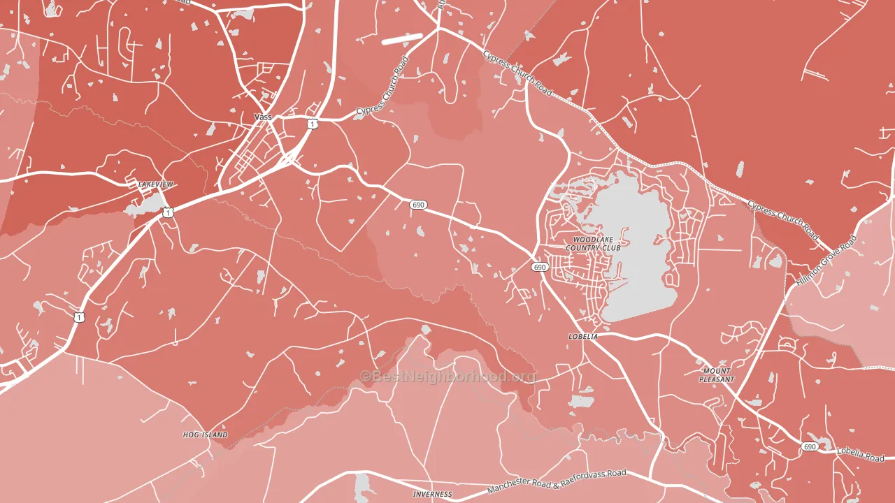 Vass, NC block-group political-lean map
