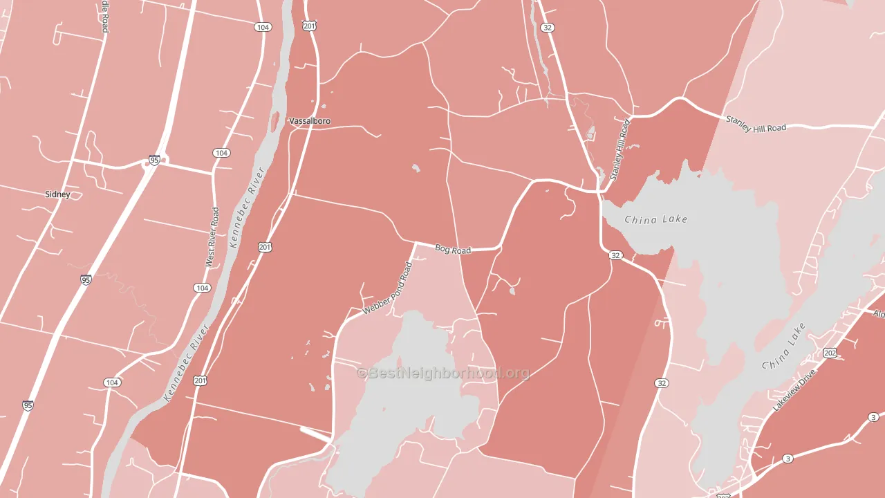 Vassalboro, ME block-group political-lean map