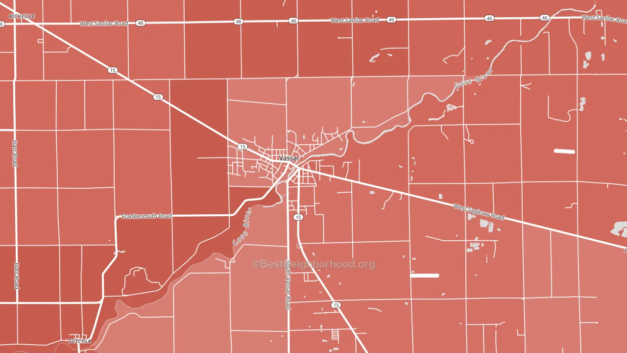 Vassar, MI block-group political-lean map