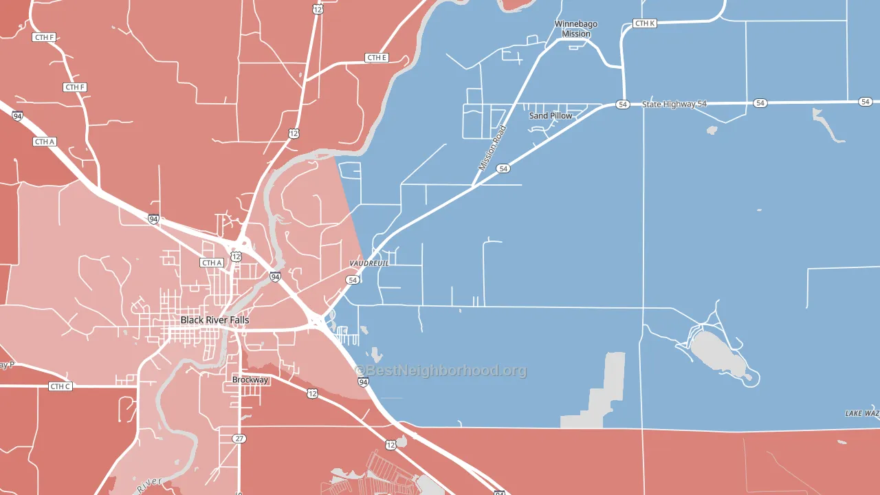 Vaudreuil, WI block-group political-lean map