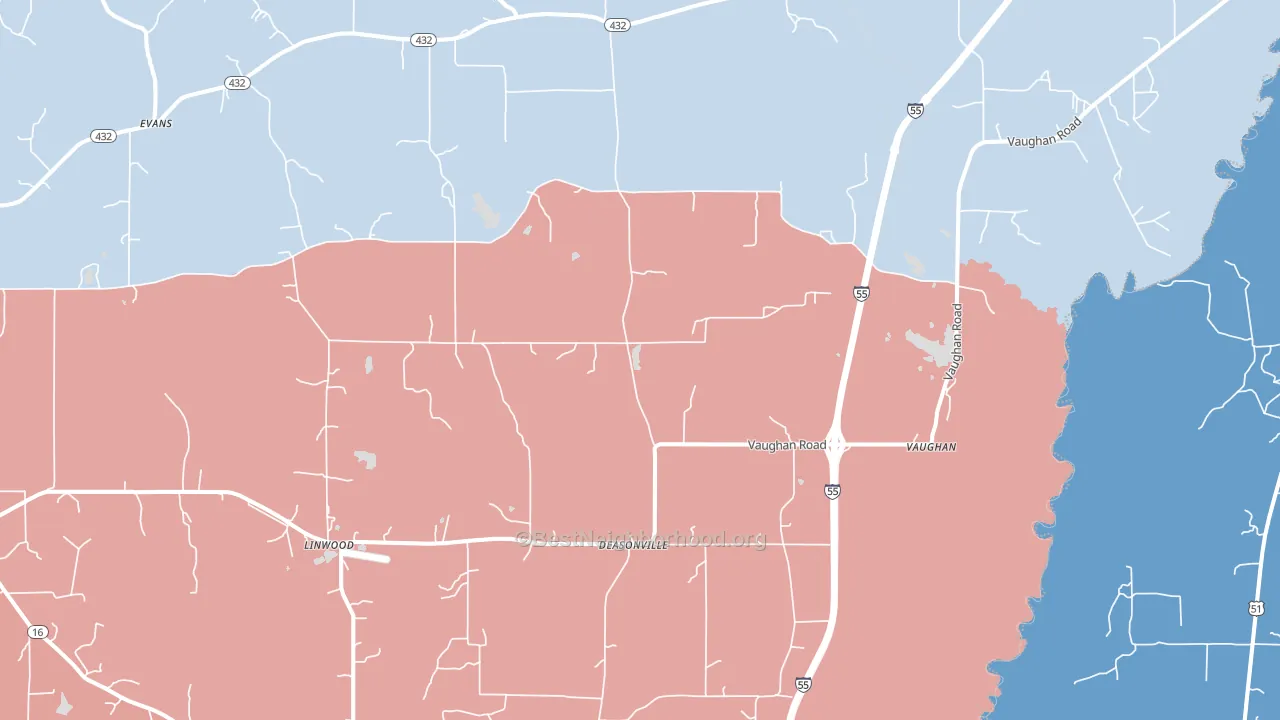 Vaughan, MS block-group political-lean map