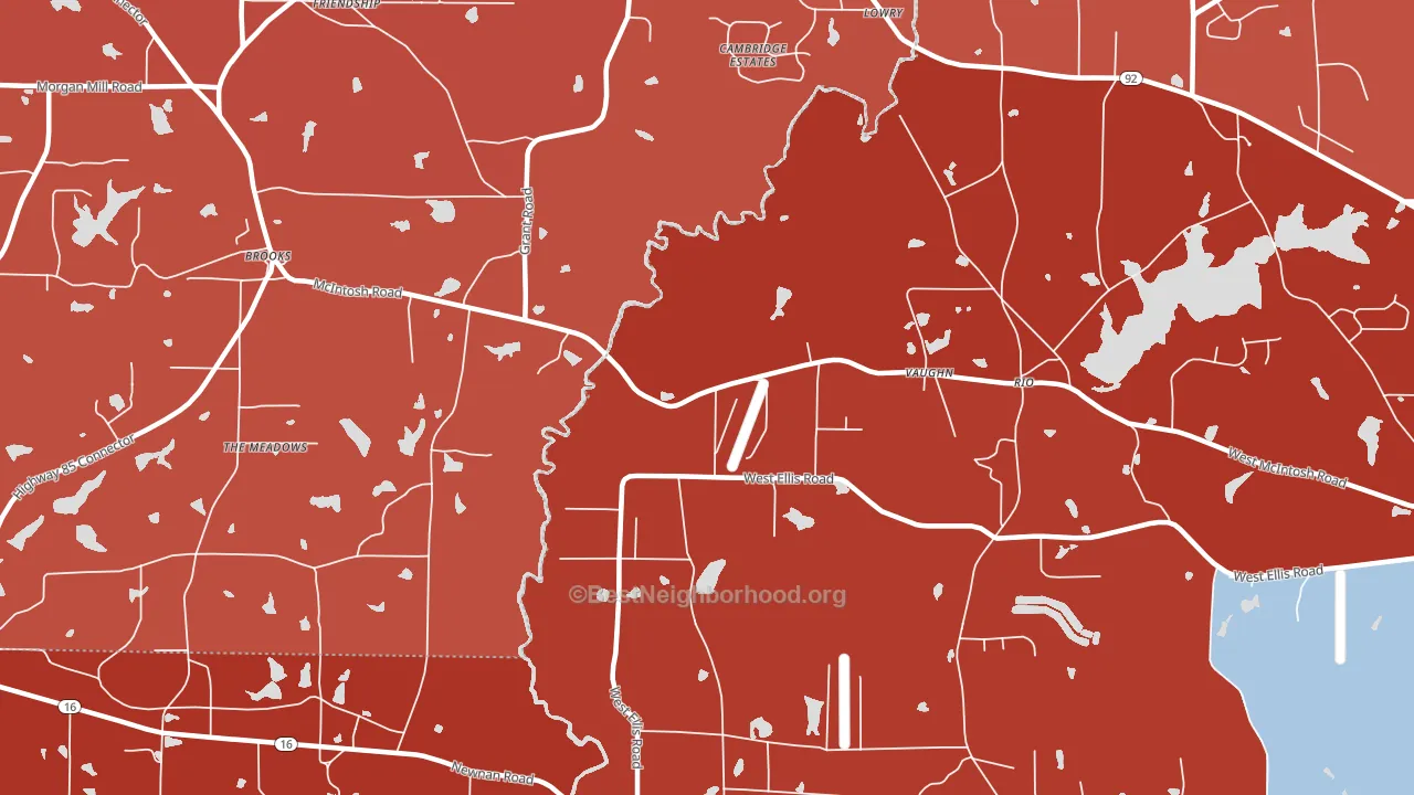 Vaughn, GA block-group political-lean map
