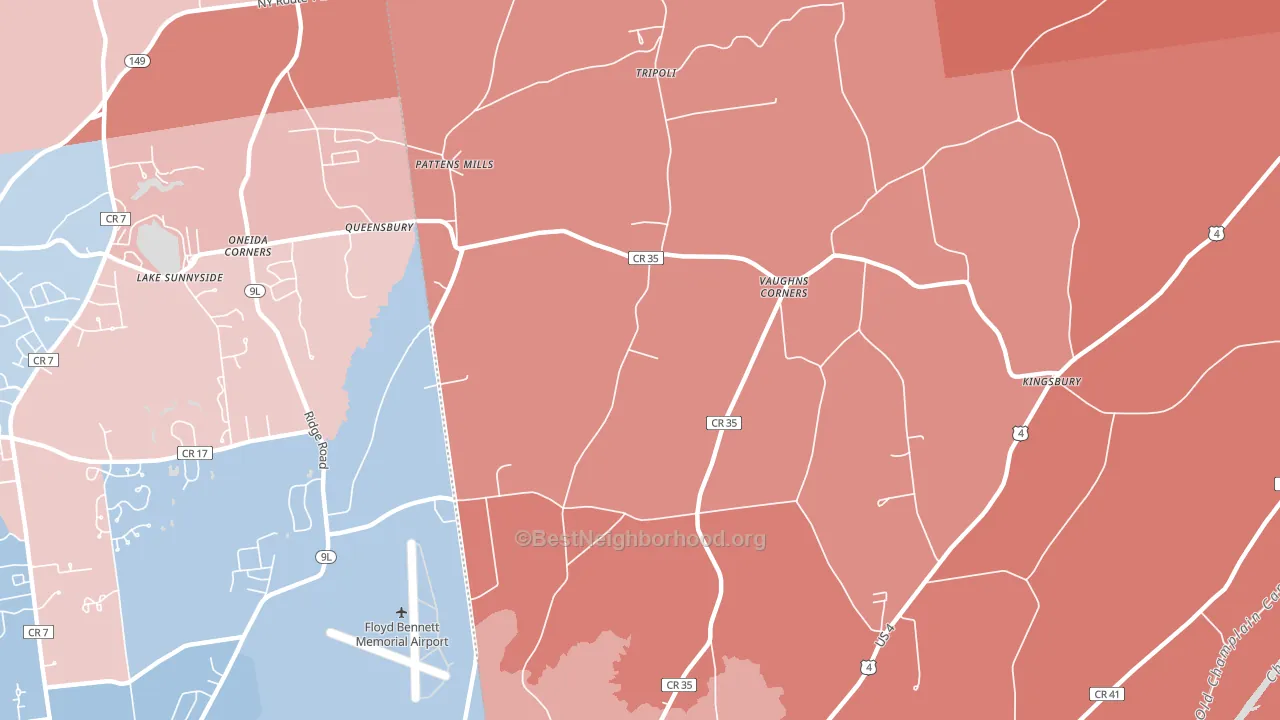 Vaughns Corners, NY block-group political-lean map