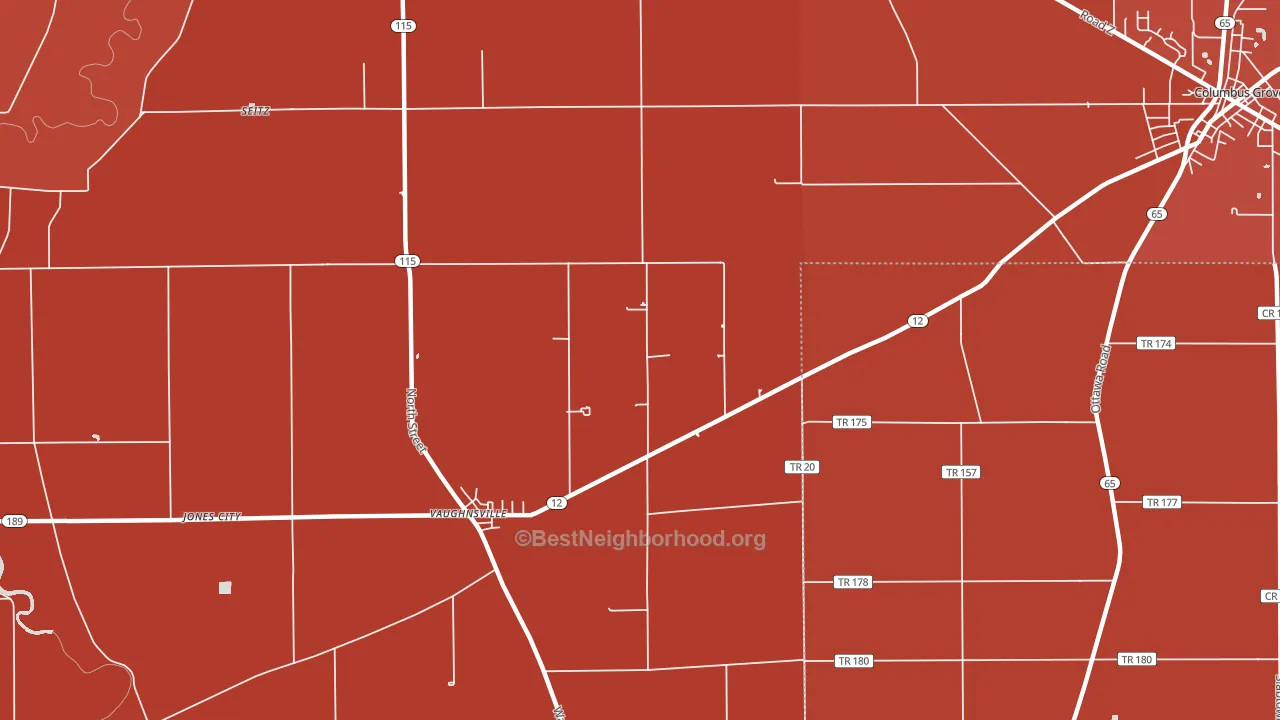 Vaughnsville, OH block-group political-lean map