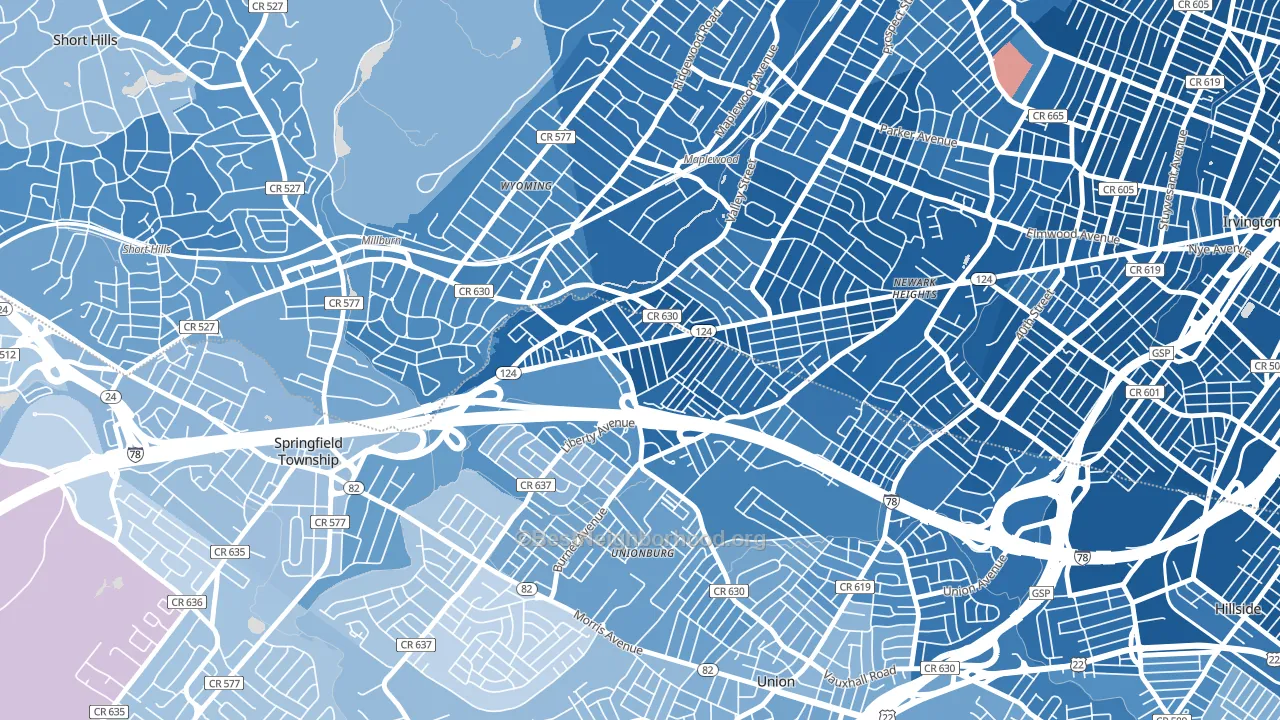 Vauxhall, NJ block-group political-lean map